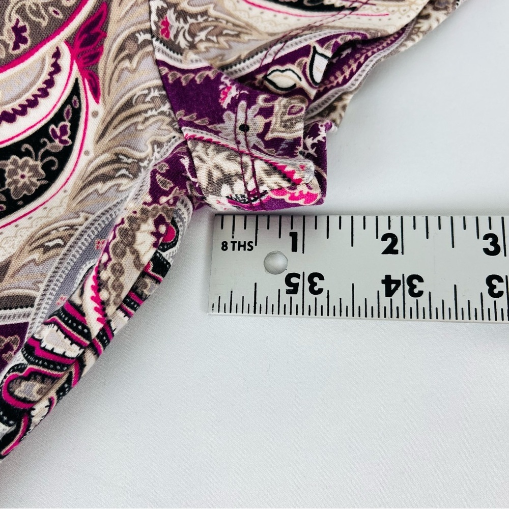Croft & Barrow Classic Tee Paisley Print Purple, Pink, Black, and Taupe Size S - Picture 9 of 11